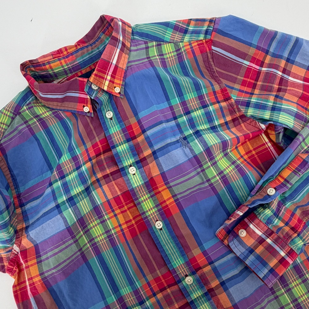 Ralph Lauren Boys XL 18-20 Plaid Cotton Button Down Shirt Multicolor 323516147